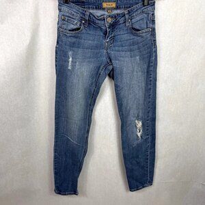 STS Blue Cropped Straight Leg Jeans Distressed Medium Wash Womens Size 26